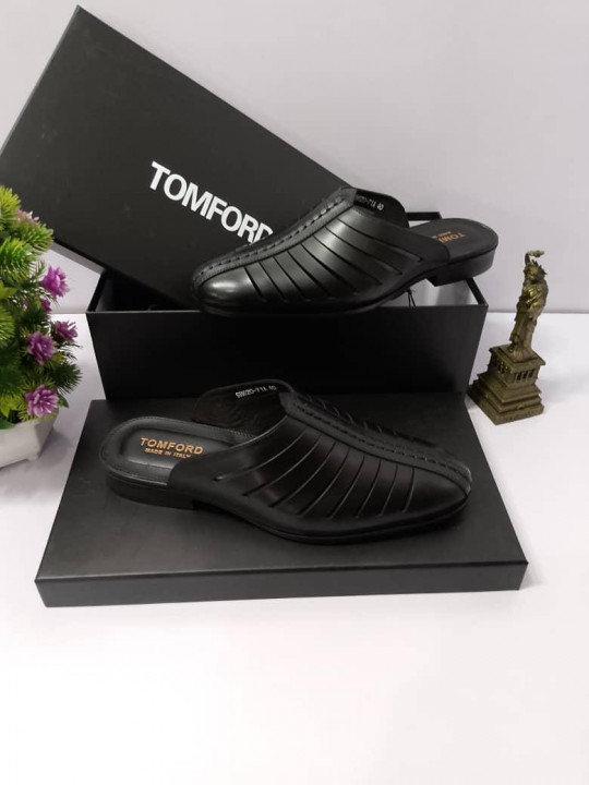 New Men's Tom Ford Punjabi Jutti Leather Half Shoe | Black